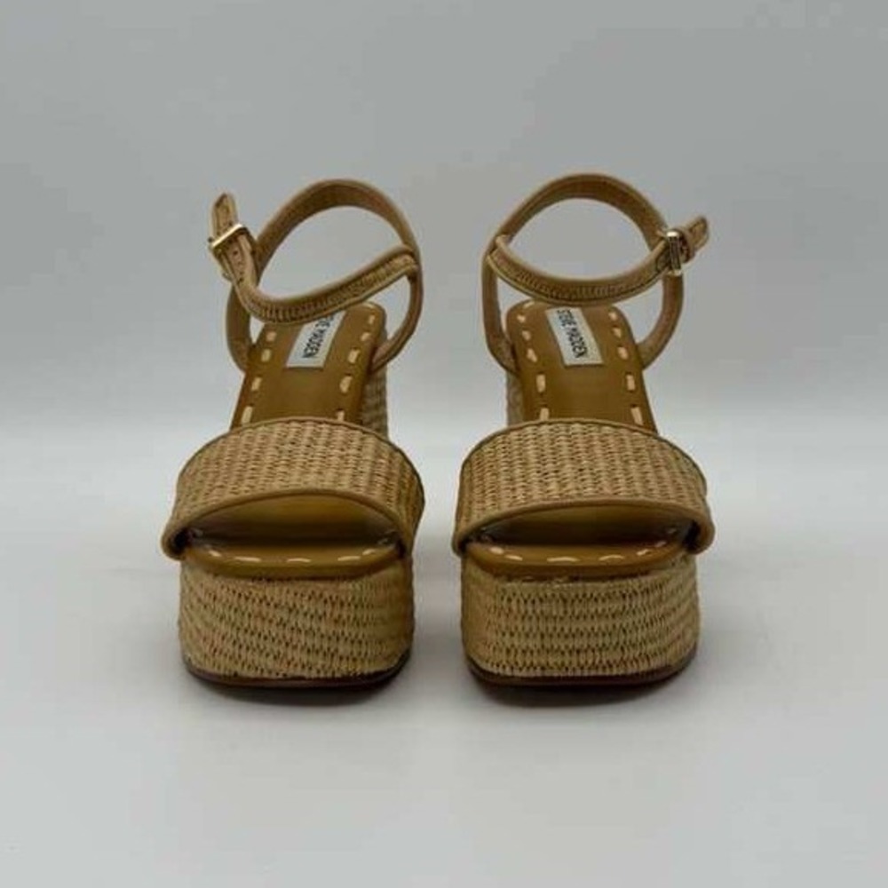 Steve Madden Haven Natural Raffia Platform Sandals - Women's Size 7 - Brand New - Picture 2 of 6